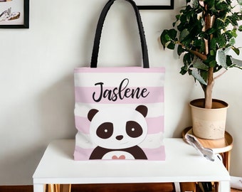 Personalized Tote Bag, Panda Bear, Custom Gift For A Girl, Tote Bag For A Girl, custom gift for a girl