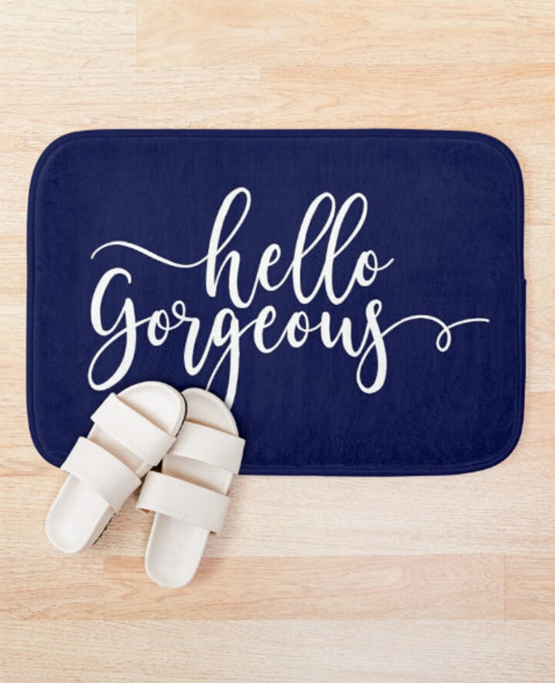Hello Bath Mat Cute Bath Rug Bathroom Decor Etsy