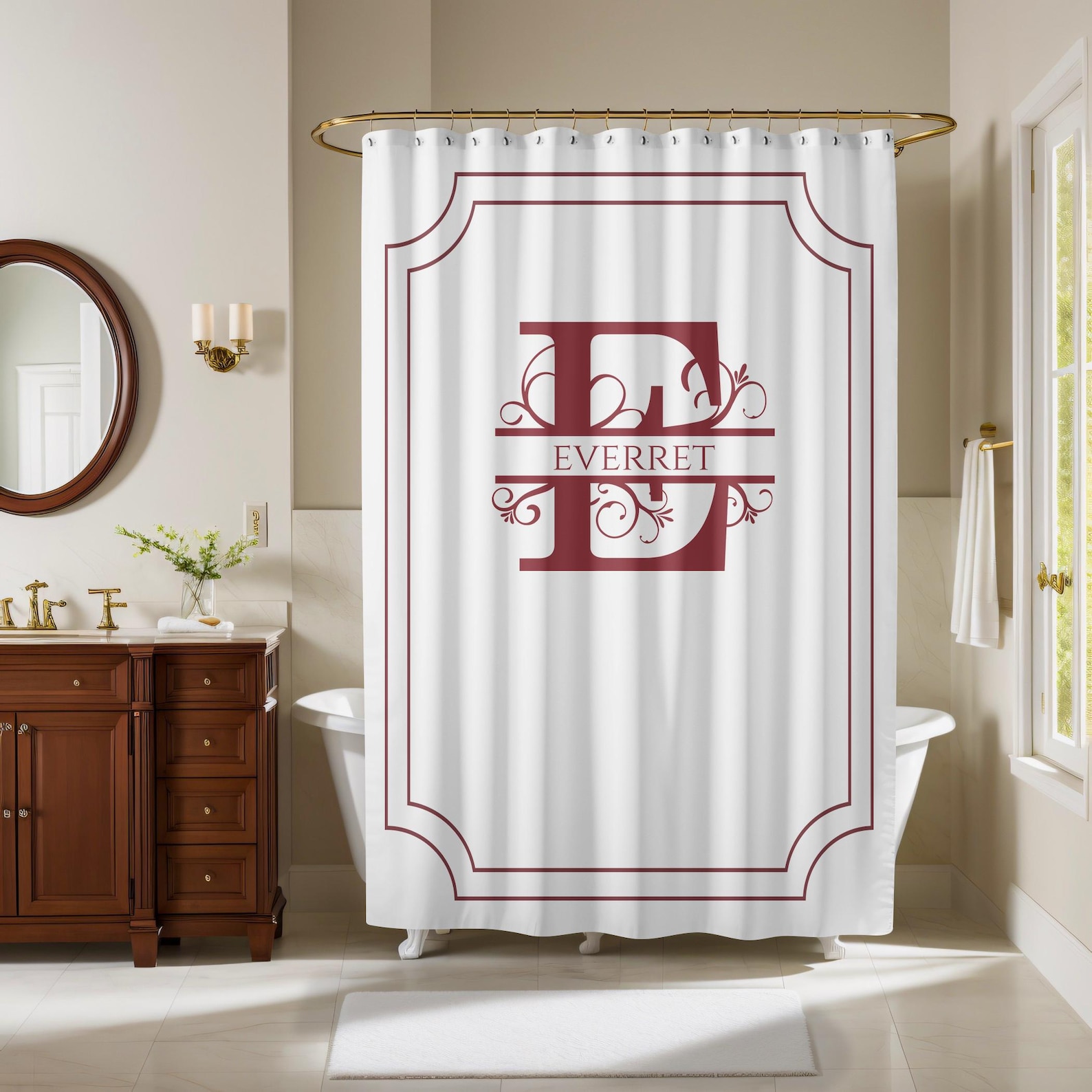 Custom Monogram Shower Curtain: Personalized Bathroom Decor - Etsy