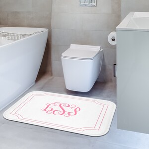 Monogrammed Bath Mat | Custom Monogram Shower Decor | Initials Bath Rug ...