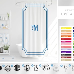 Custom Monogram Bathroom Set Monogrammed Shower Curtain Bath Mat and ...
