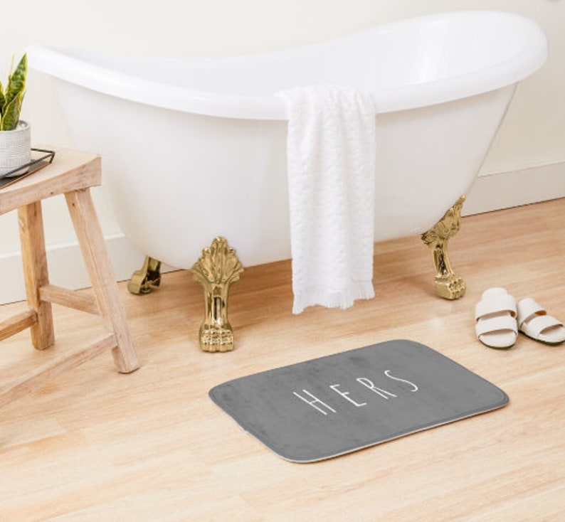 His and Hers Matching Bath Mats Gray Matching Bath Mats for Etsy