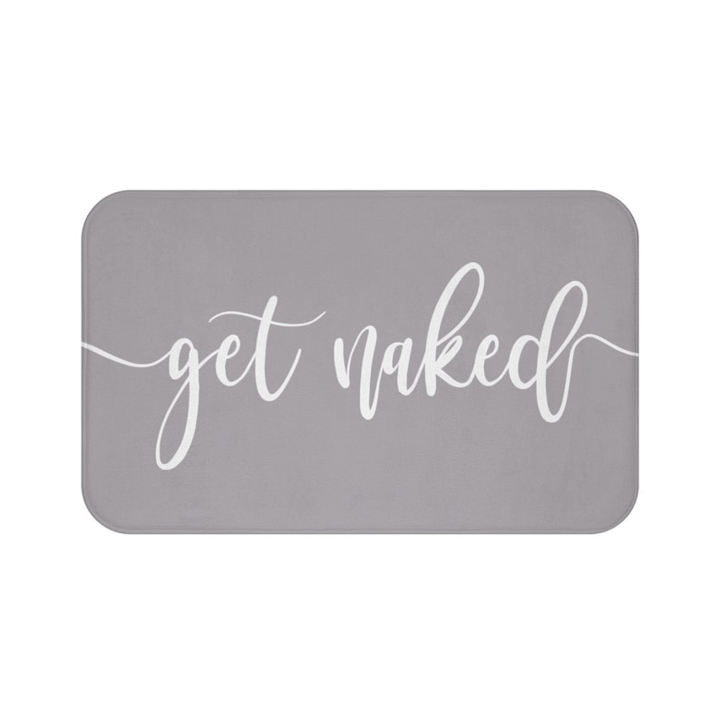 Bath Mat Get Naked Dark Gray Funny Bath Rug Bathroom Decor