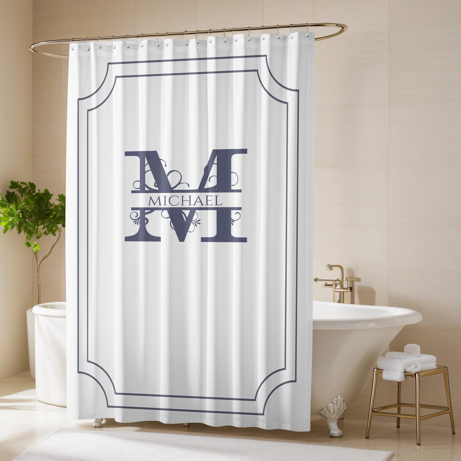 Custom Monogram Shower Curtain: Personalized Bathroom Decor - Etsy
