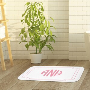 Custom Monogrammed Bath Mat Personalized Bathroom Decor Bathroom Makeover Personalized Restroom Decor Customizable Home Gifts image 6