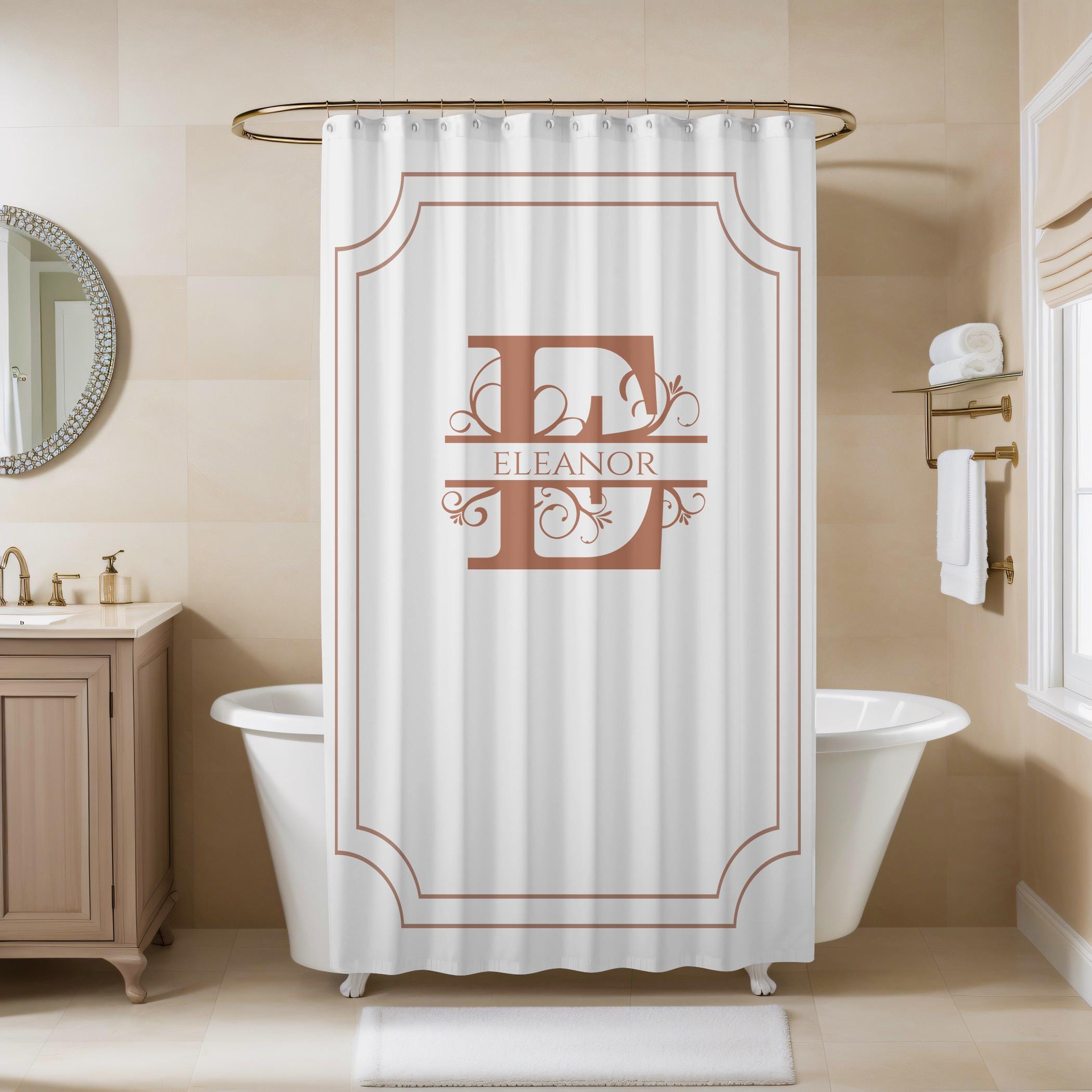 Custom Monogram Shower Curtain: Personalized Bathroom Decor - Etsy