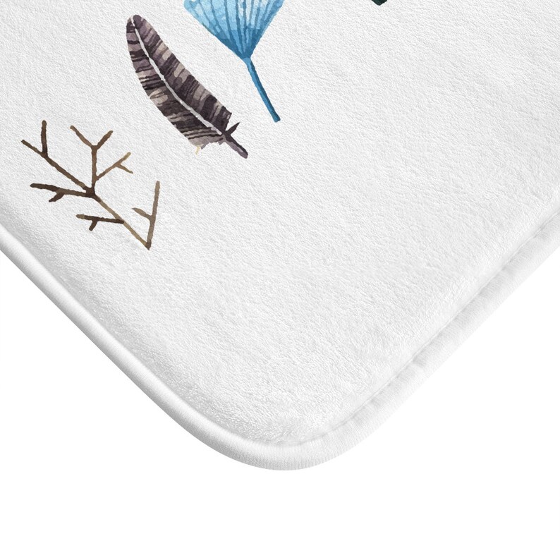 Delicate Floral Bath Mat Botanical Bath Mat Small Leaves Etsy