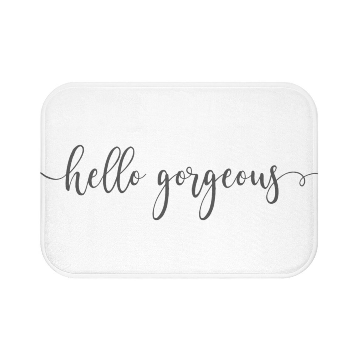 Hello Bath Mat White and Gray Bath Mat Cute Bath Etsy