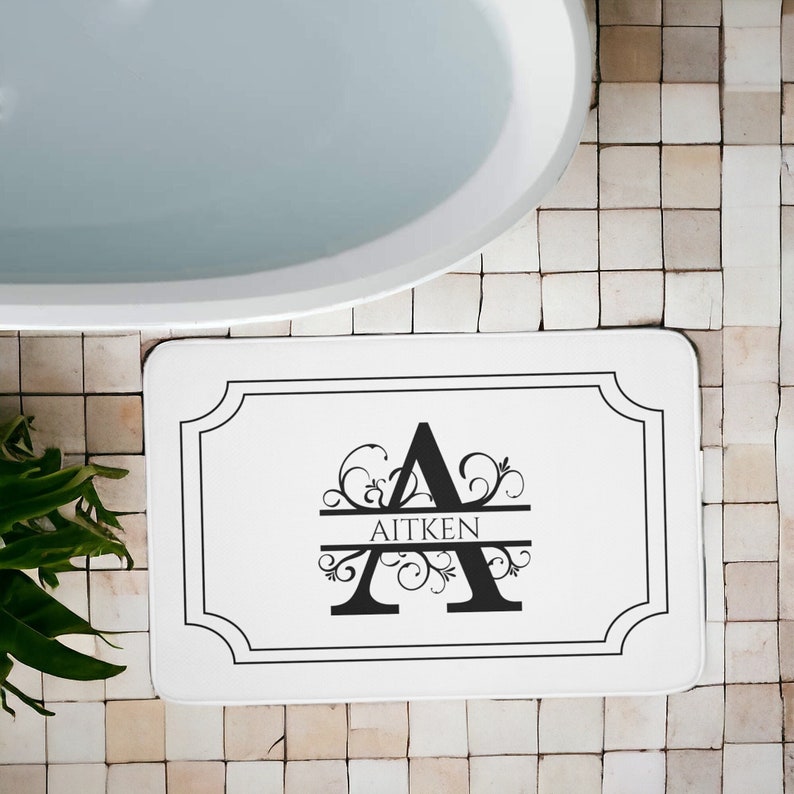 Monogrammed Memory Foam Bath Mat: Personalized Bathroom Decor - Etsy