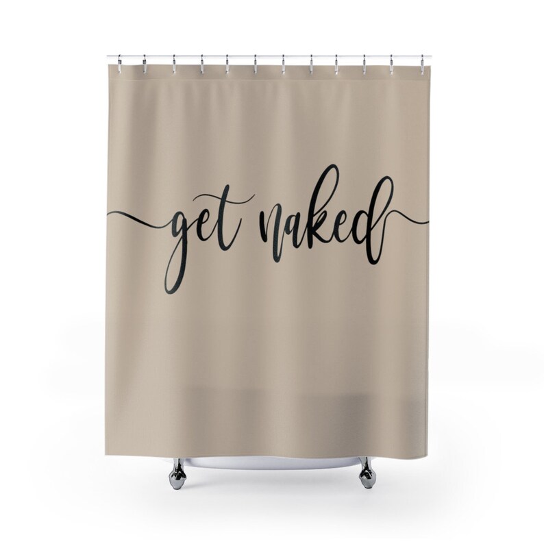 Get Naked Shower Curtain Beige Unique Bathroom Decor | Etsy
