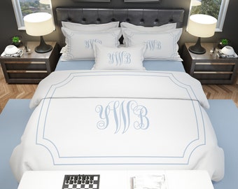 Custom Monogram Bedding Set: Personalized Duvet Cover & Pillow Shams