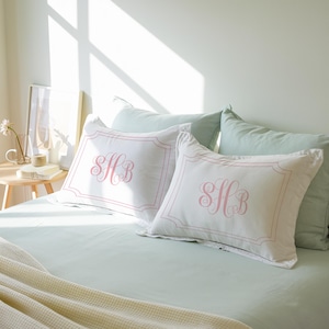 Custom Monogram Pillowcases Personalized Bedding Set of 2 Decorative Pillow Covers Standard Size Decorative Pillow Covers for Home Use