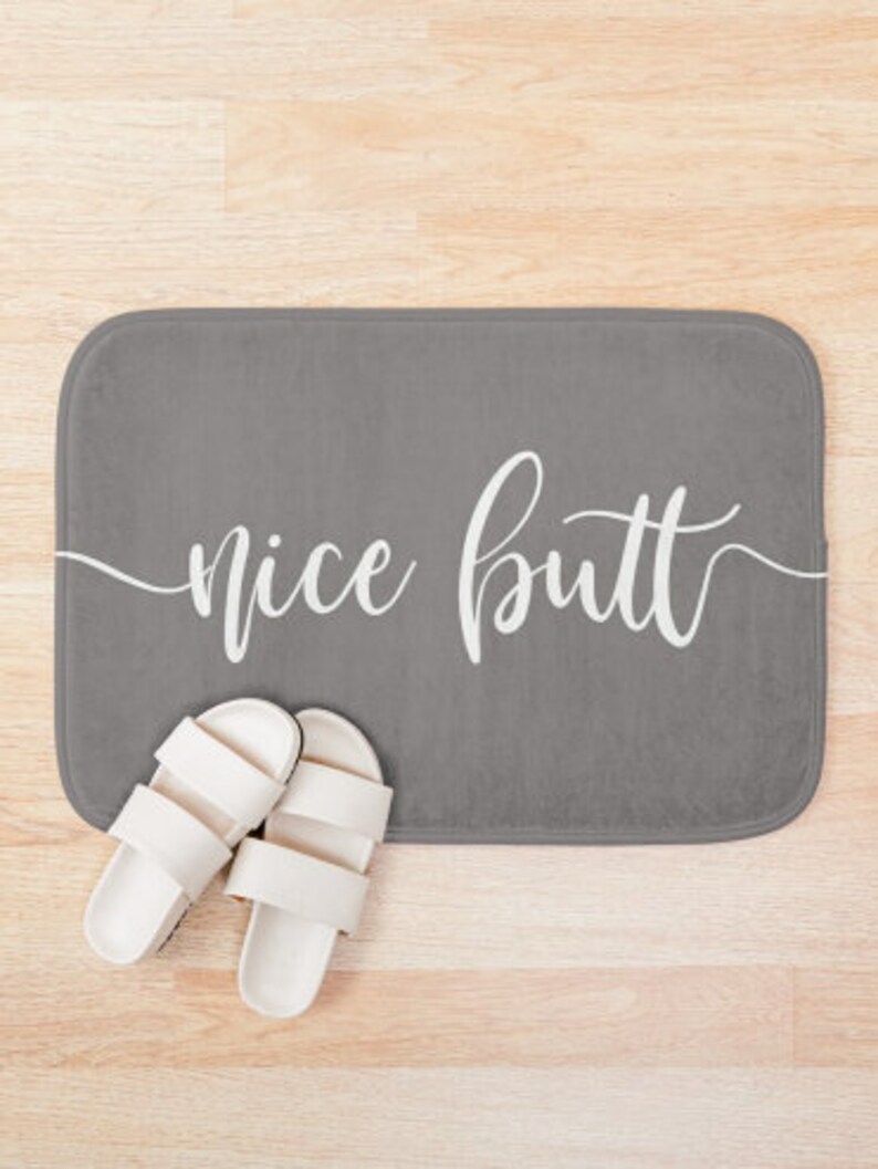 Gray Nice Butt Bath Mat Funny Nice Butt Shower Decor Gray Etsy