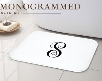 Monogrammed Bath Mat | Elegant Bath Mat with Your Own Monogram | Personalized Bathroom Accessories | Simple Bath Mat | Initial Bath mat