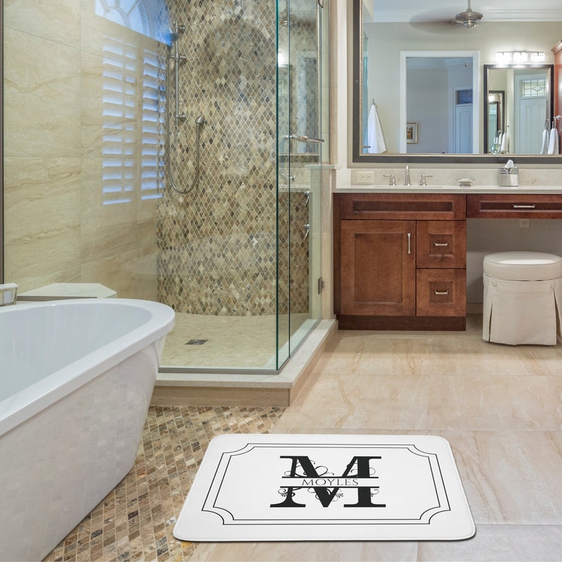 Monogrammed Memory Foam Bath Mat: Personalized Bathroom Decor - Etsy