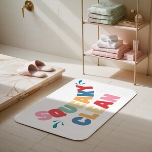 Splish Splash Bath Mat Squeaky Clean Bath Mat Bathroom Decor Cute Kids Bath Rugs Bathroom Accessories For Children