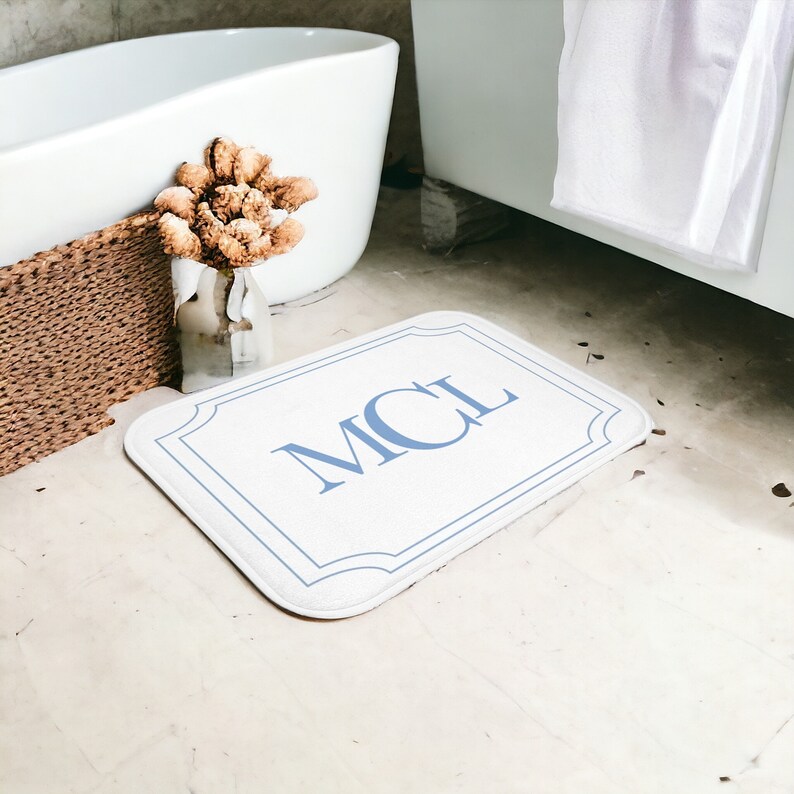 Monogrammed Memory Foam Bath Mat: Custom Initial Shower Decor - Etsy