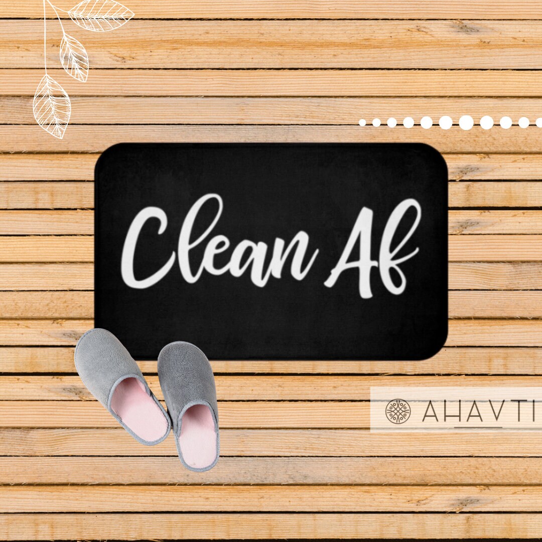 Clean AF Bath Mat Bath Rug Bathroom Decor Shower Decor Etsy