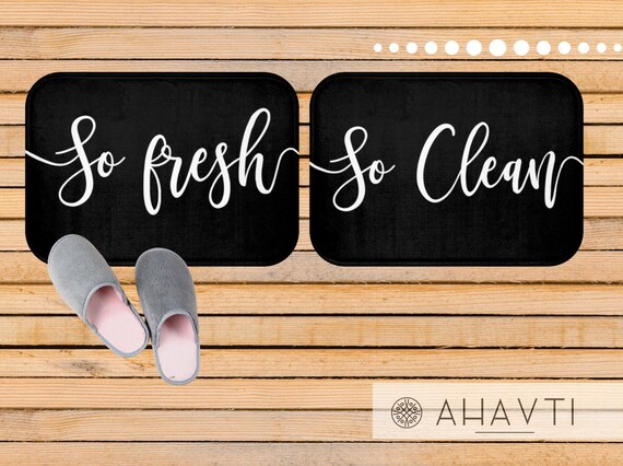 So Clean so Fresh Matching Bath Mats Black Matching Bath Mats Bathroom Decor Etsy Ireland