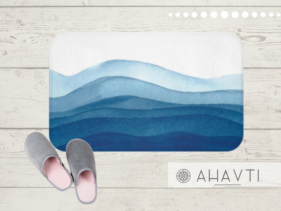 Bath Mat Ocean Waves Bathroom Decor Etsy
