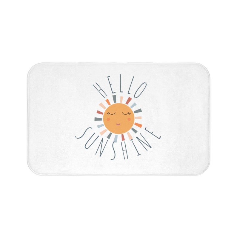 Hello Sunshine Bath Mat Cute Kids Bathroom Decor Etsy