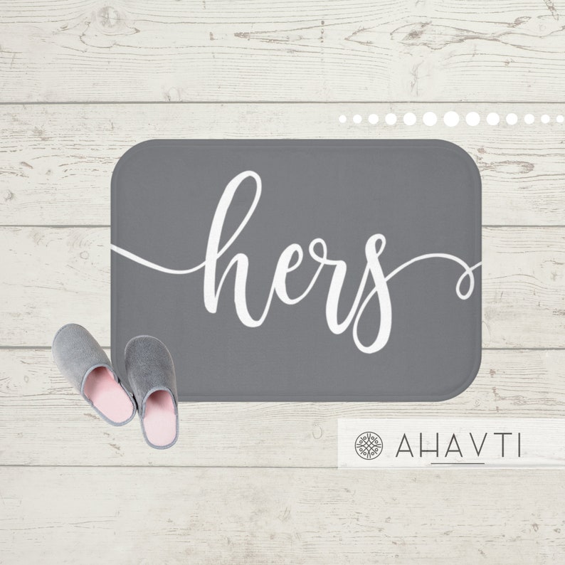 His and Hers Matching Bath Mats Gray Matching Bath Mats for Etsy