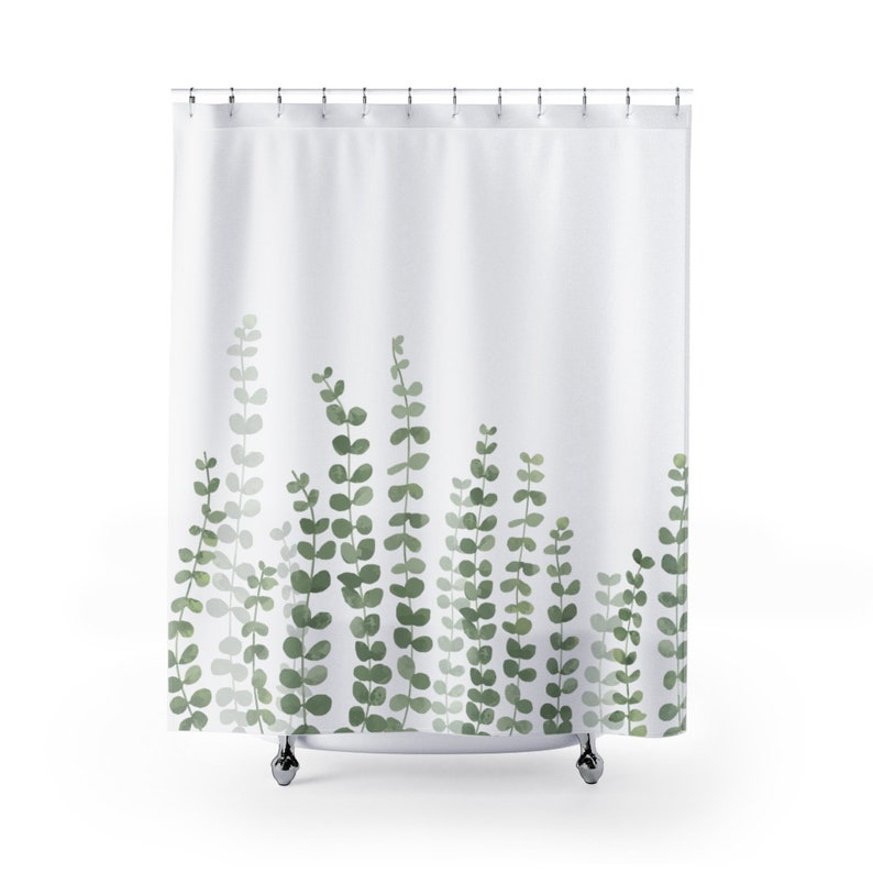 Botanical Plants Shower Curtain White With Image 0