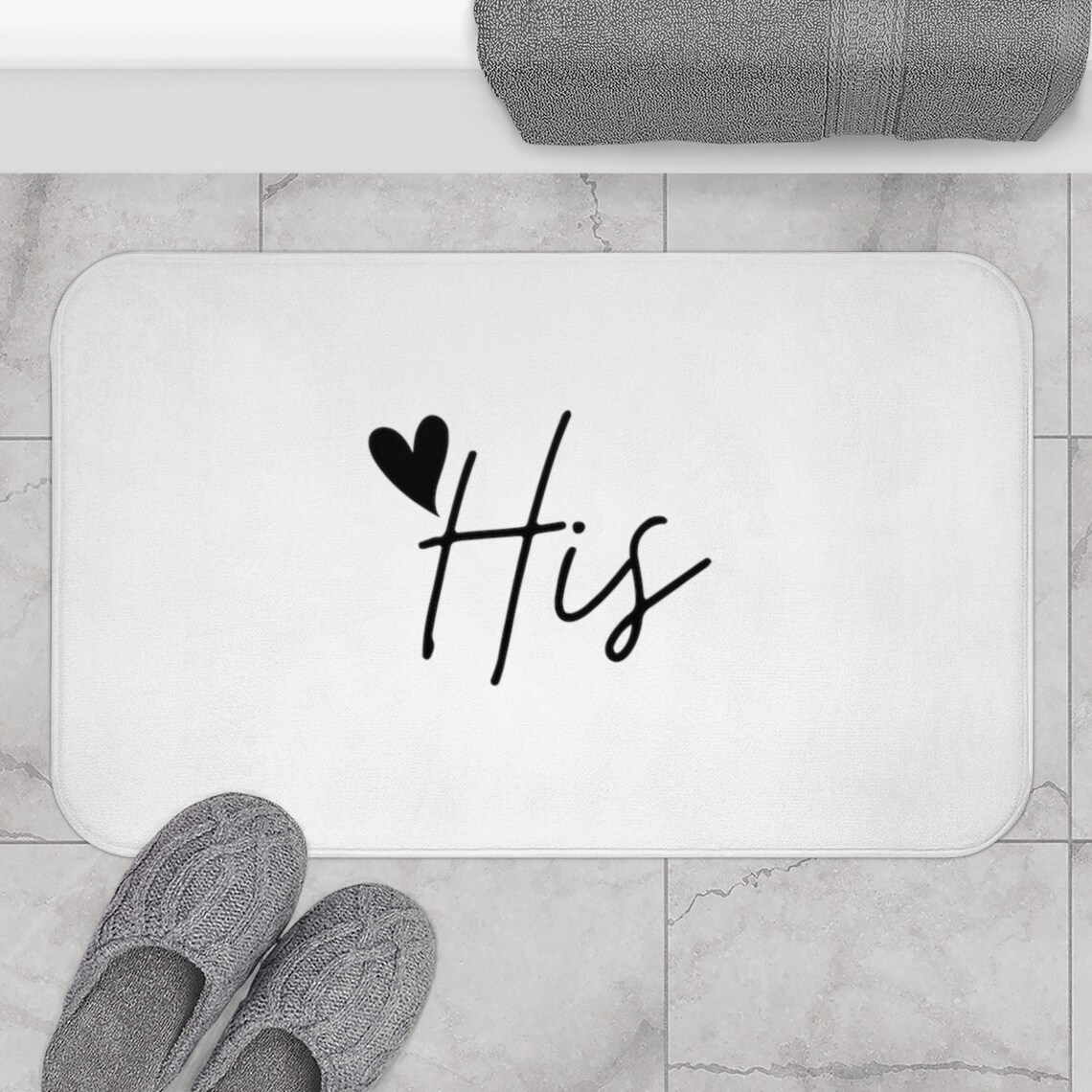 His and Hers Matching Bath Mats Black and White Matching Etsy