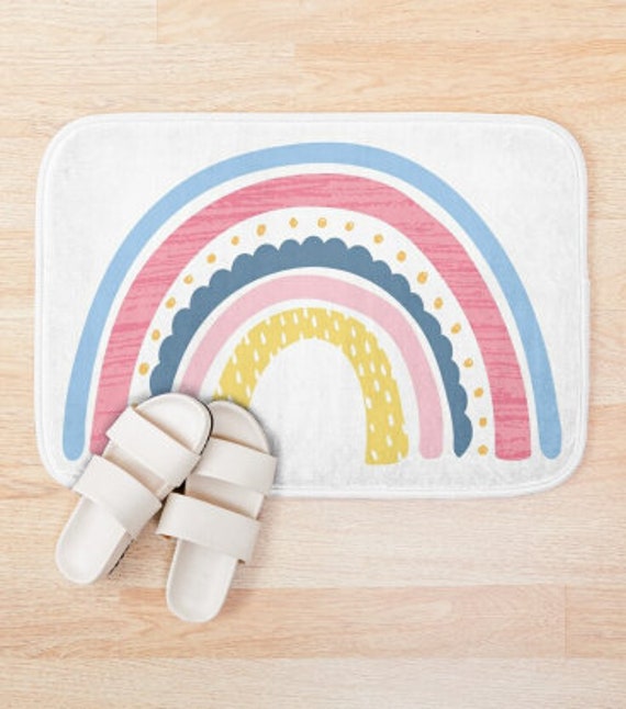 Cute Rainbow Bath Mat Kids Bathroom Decor Girl's Bathroom Bath Mat Girly  Bathroom Décor 