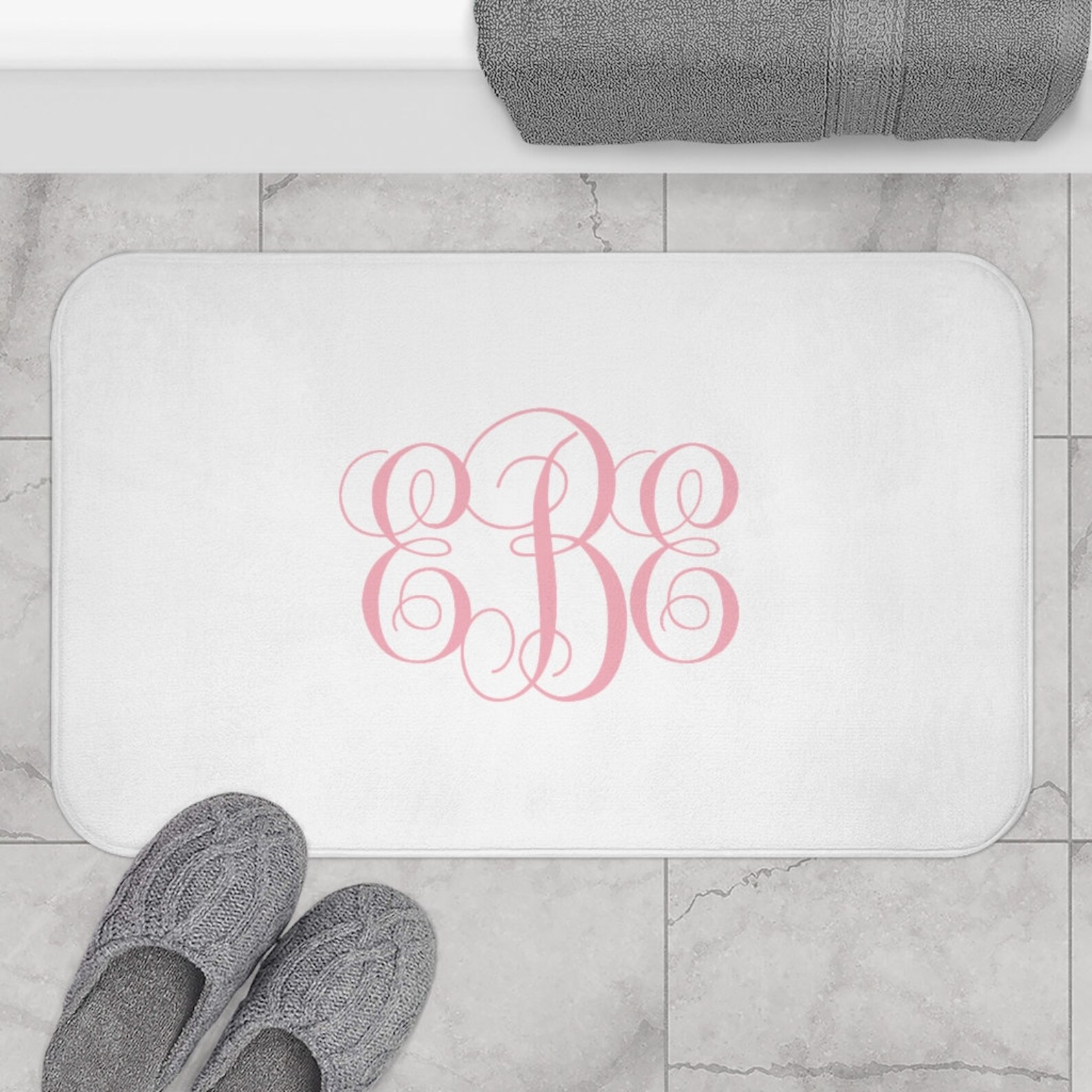 Monogrammed Bath Mat Elegant Bath Mat With Your Own Monogram Etsy