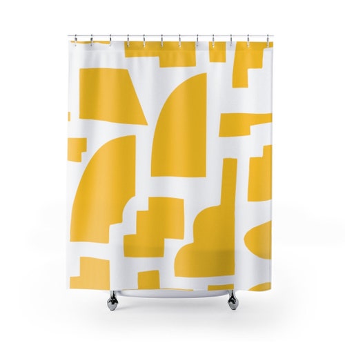 Sumgar Yellow Shower Curtain Gray Shower Curtains for Bathroom Etsy