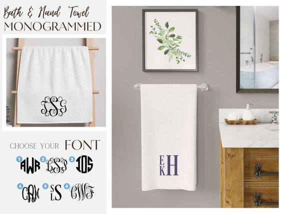 Custom Monogram Embroidered Bath Towel Personalized Cotton Towel