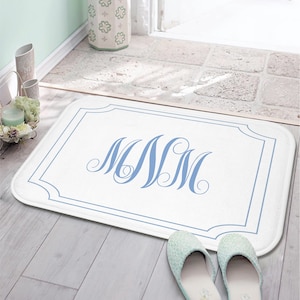 Custom Monogrammed Bath Mat | Personalized Bathroom Decor | Bathroom Makeover | Customized Bathroom Accessory | Housewarming Gift Idea