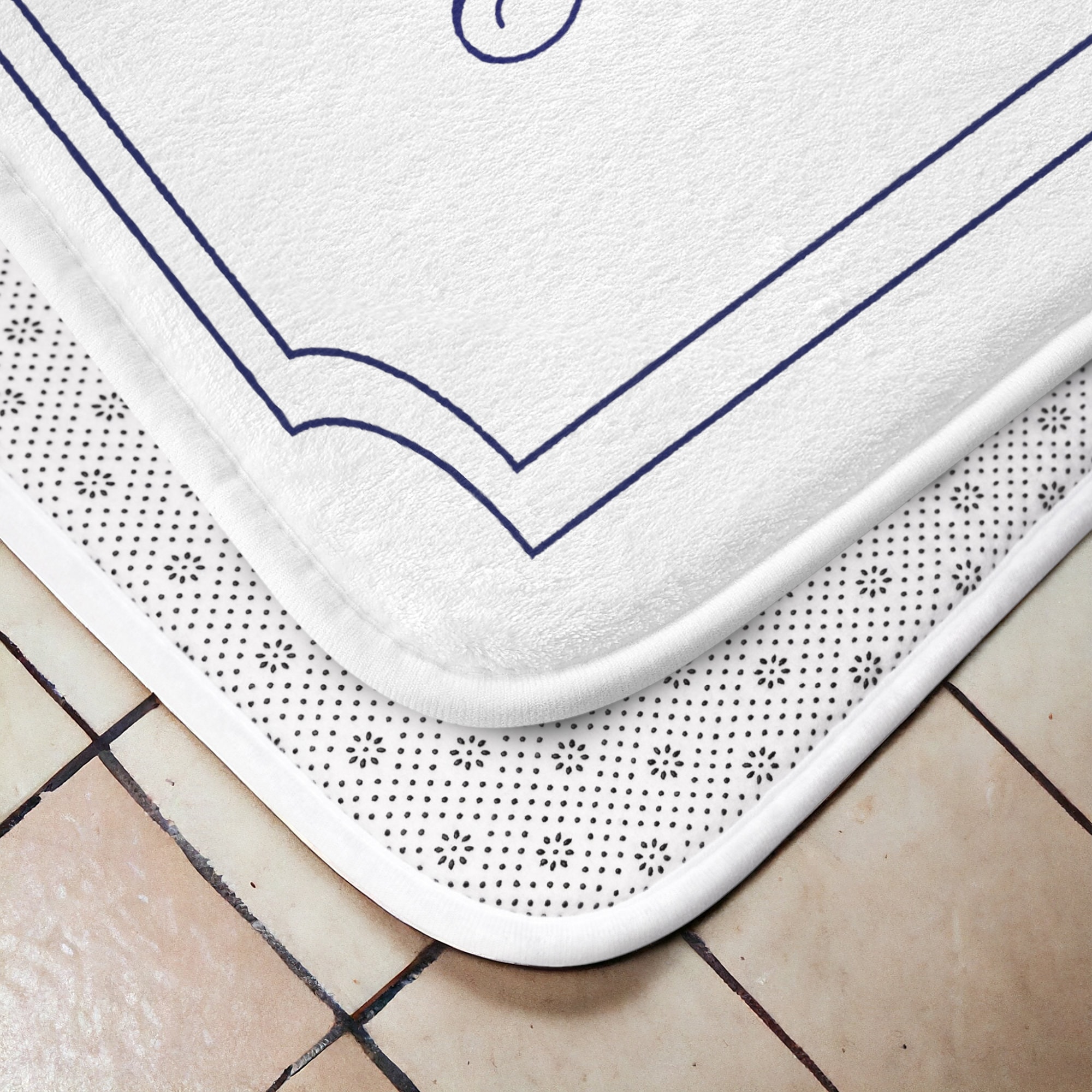 Monogrammed Bath Mat: Navy Blue Elegant Memory Foam Shower Rug - Etsy