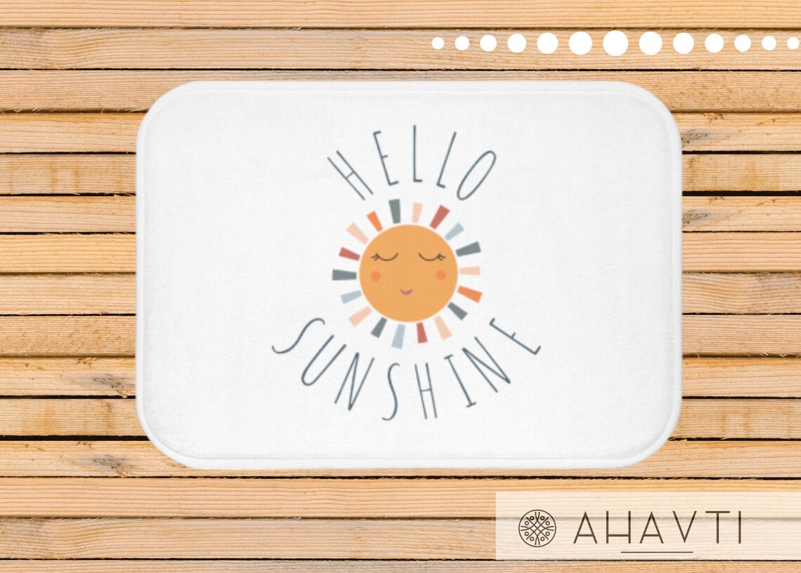 Hello Sunshine Bath Mat Cute Kids Bathroom Decor Etsy