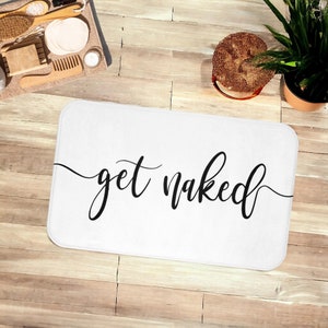 Get Naked White Bath Mat Funny Bath Mat Bathroom Décor Modern Bathroom Accessories Fun Bath Mat Unique Bath Mat