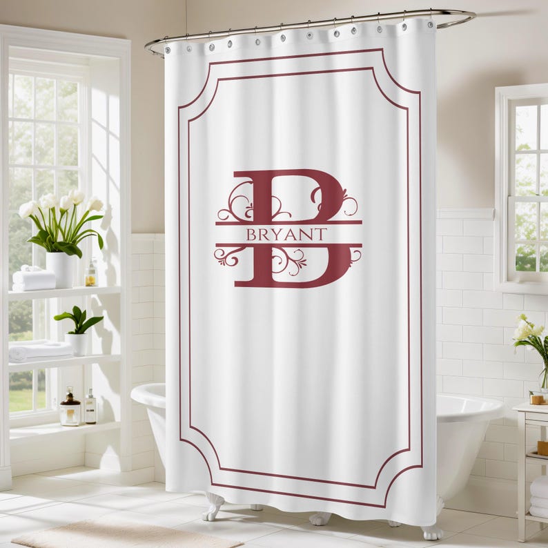 Custom Monogram Shower Curtain: Personalized Bathroom Decor - Etsy