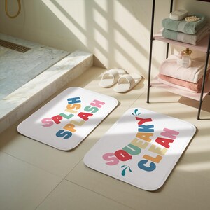 Splish Splash Bath Mat Squeaky Clean Bath Mat Bathroom Decor Cute Kids Bath Rugs Bathroom Accessories For Children