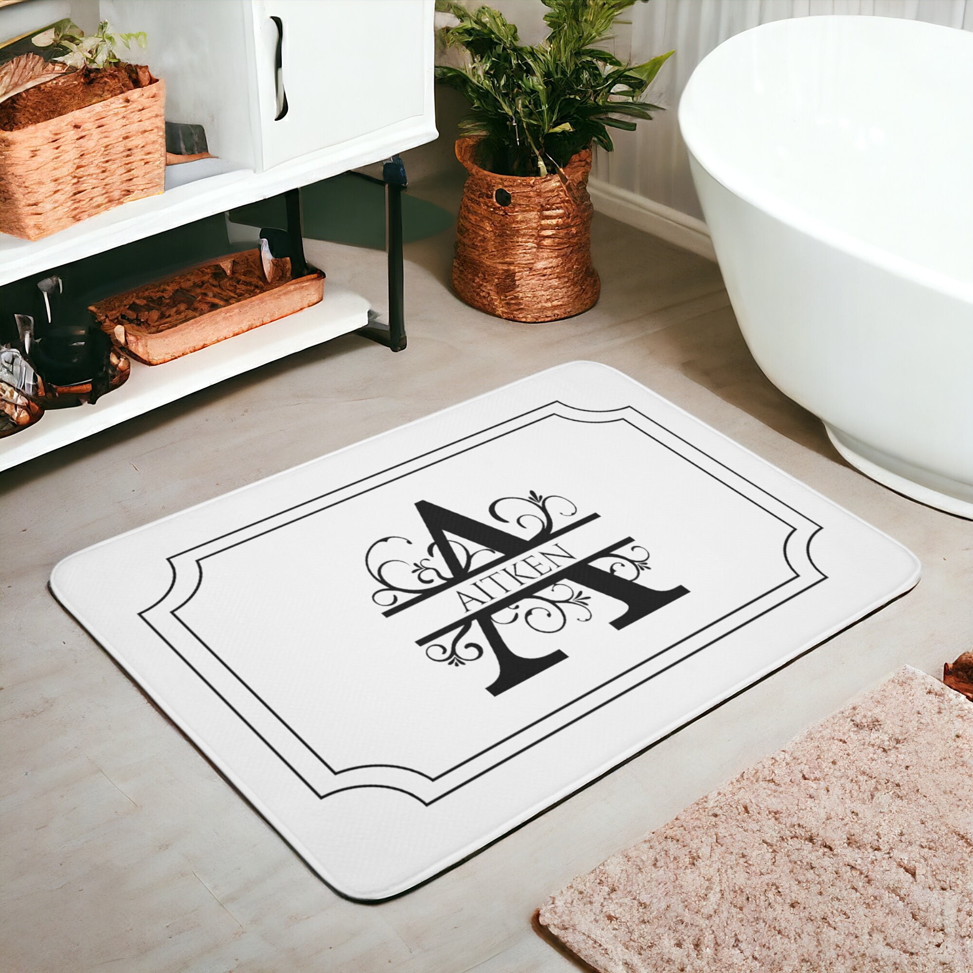 Monogrammed Memory Foam Bath Mat: Personalized Bathroom Decor - Etsy