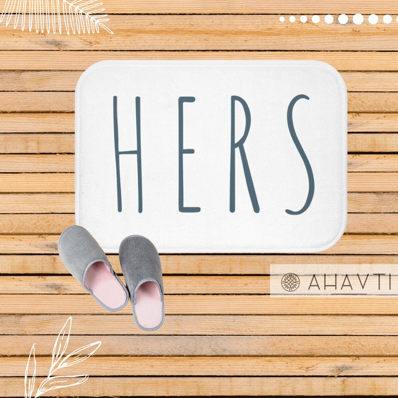 His and Hers Matching Bath Mats Black and White Matching Etsy