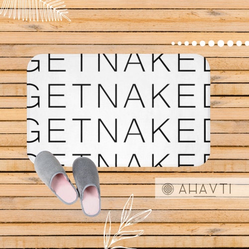 Get Naked Bath Mat Black & White Funny Bath Mat Bathroom Etsy