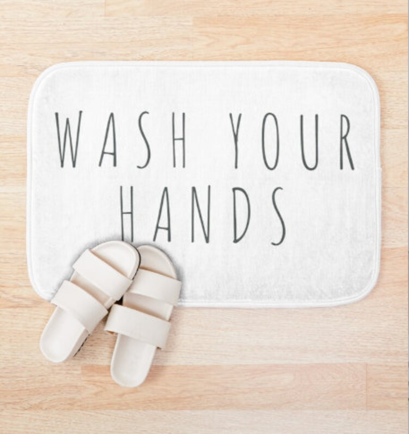 Wash Your Hands Bath Mat Memory Foam White Bath Rug Black Etsy