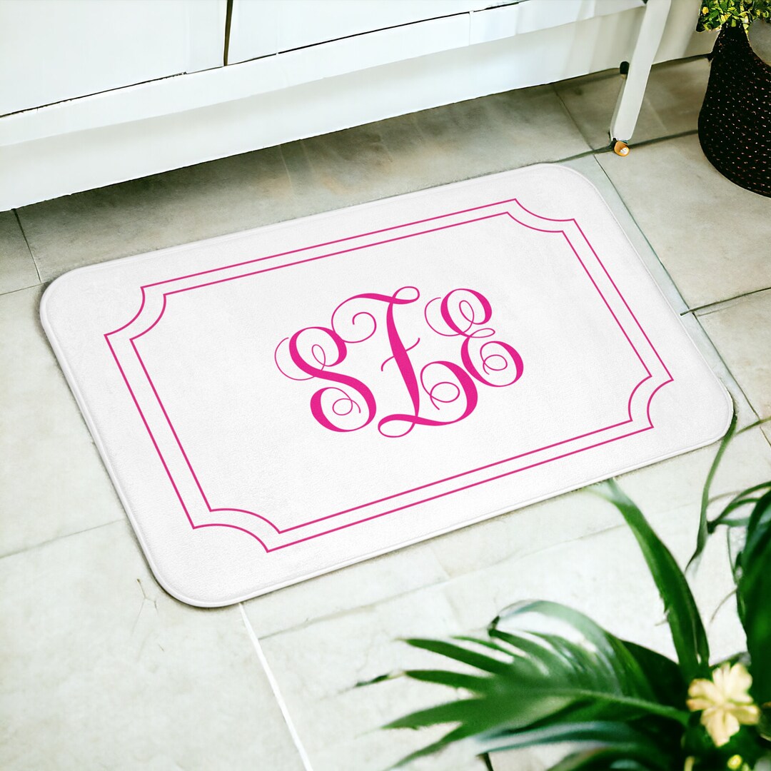 Hot Pink Monogrammed Memory Foam Bath Mat: Girly Shower Decor - Etsy
