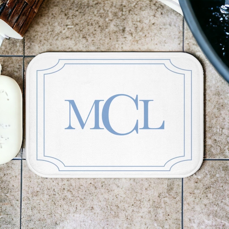 Monogrammed Memory Foam Bath Mat: Custom Initial Shower Decor - Etsy