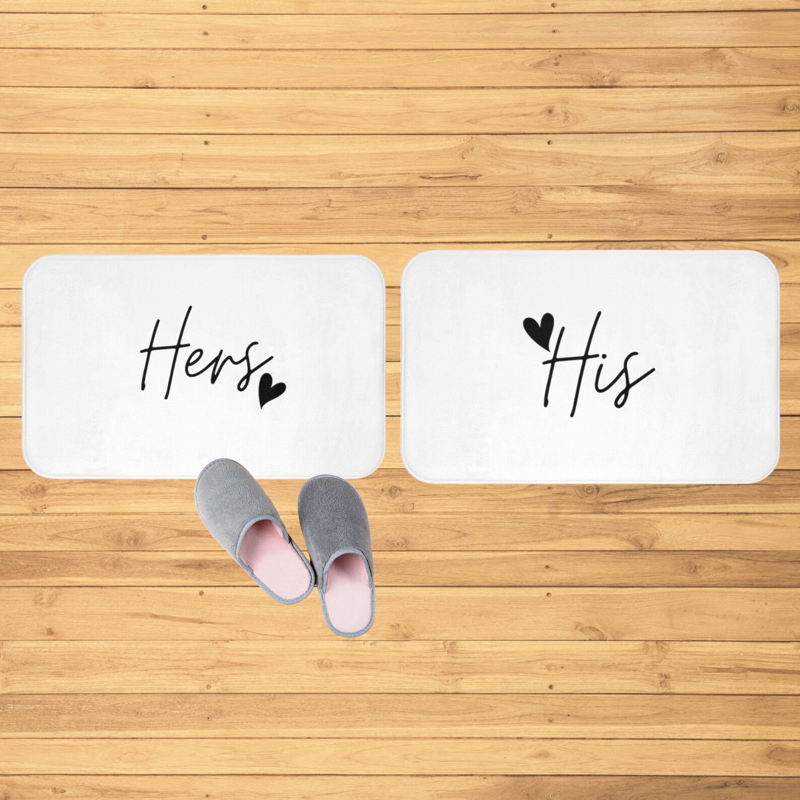 His and Hers Matching Bath Mats Black and White Matching Etsy
