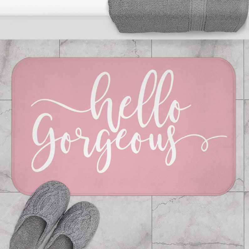 Hello Pink Bath Mat Cute Bathroom Décor Funny Etsy