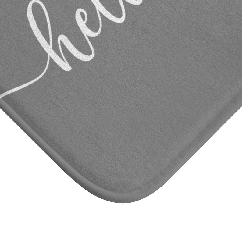 Bath Mat Hello Gray and White Bath Mat Bathroom Etsy