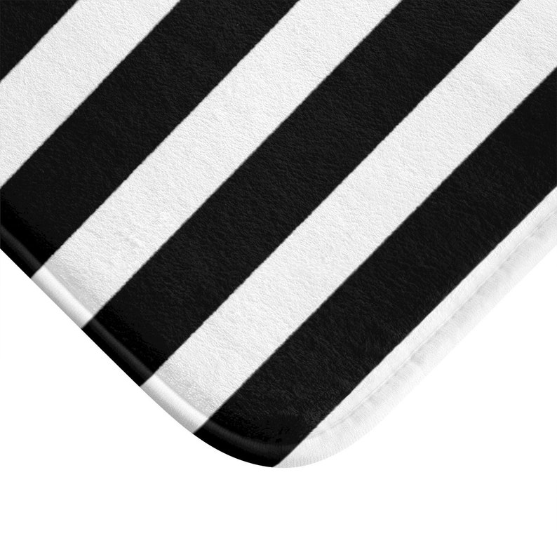 Stripes Black And White Bath Ma bath rug minimalist Etsy