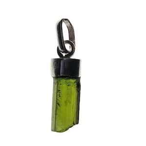Green Tourmaline Tube Pendant: Sterling Silver 950, Brazil