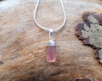 Champagne Imperial Topaz Pendant: Naturally Terminated, Sterling Silver Bail